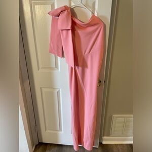 Pink bridesmaids dress, one sleeve
